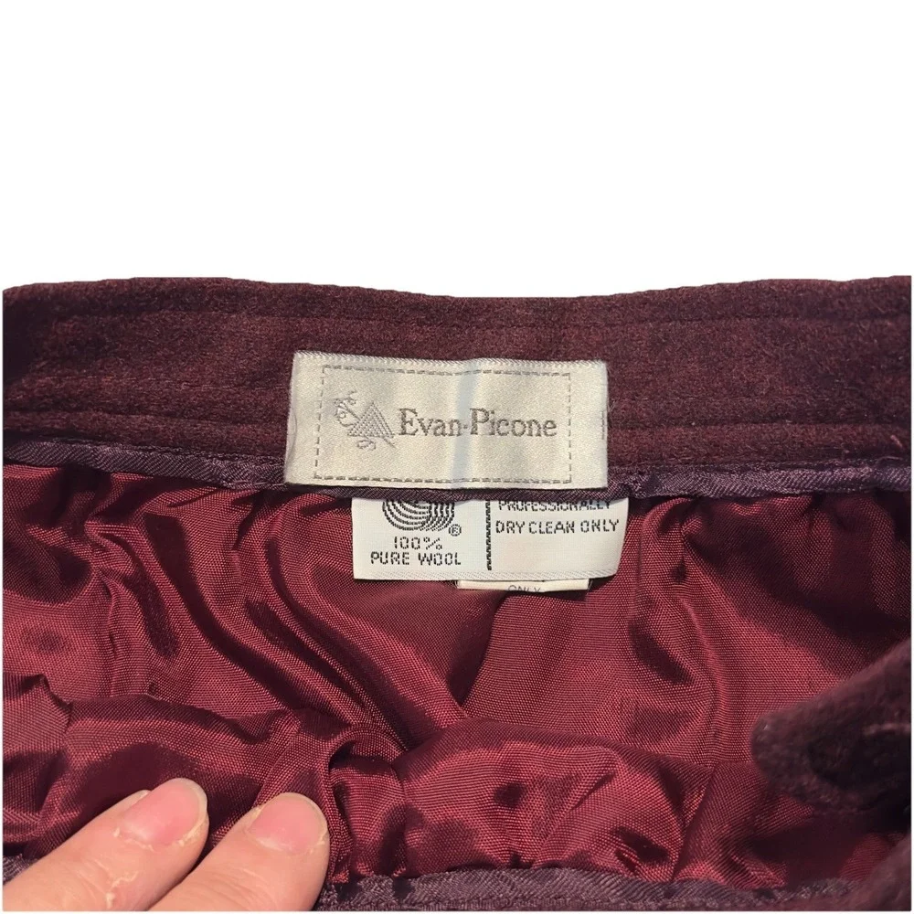 Vintage Evan Picone Womens Skirt Burgundy Size 10 A-Line Wool‎ Union Tag 60s 70s